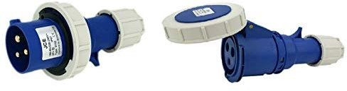 JCE 16 Amp 3 Pin Blue Trailing Plug & Socket 240V IP67 Waterproof. Caravan Camping Hook Up