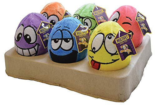 Mad About Pets Egg Noggins Soft Plush Dog Toy - Lightweight Easy Clean and Durable - Cute Fluffy Stuffed Animal for Large Small Medium Breeds - 340g