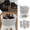 Cepewa Keramik Schokofondue Set Fondue-Set Schokolandenfondue weiß inkl. 2 Edelstahlgabeln (8 x Schokofondue-Set)