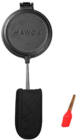 HAWOK Cast Iron Waffle Maker with Handle Hoder and Basting Brush……