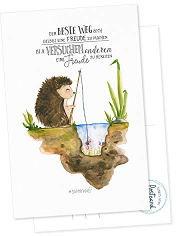 Postkarte - Igel der beste Weg Angeln Schnecke Freude machen Grußkarte Glückwunschkarte