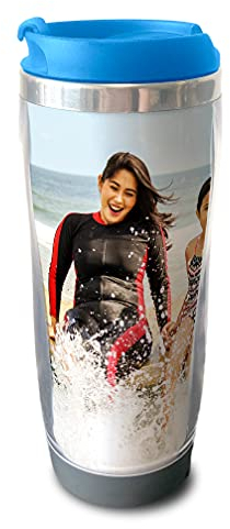 Personalised Custom Thermal Photo Mug Travel Flask (Blue)