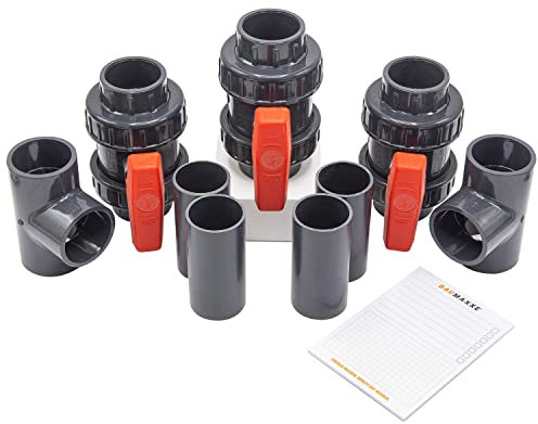50 mm Pool Bypass Set für Wärmepumpen I Pool-Heizung und Solarheizung I Schwimmbadheizung I Bypass-Kit mit 9 Teilen inkl. 3 x Mega Marken-Kugelhahn I bm120