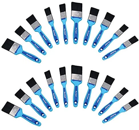 20pc Synthetic Paint Brush Painting + Decorating Brushes Rubber Grip Handle 1” – 2”