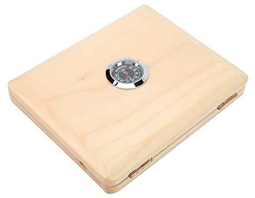 Reed Holder, Saxophon Reed Box Magnetschalter mit Hygrometer zum Aufbewahren von 5 Stück Blättern(Holzfarbe)