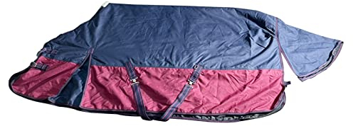 HARICSET Abschwitzdecke Pferd Weidedecke Winterdecke Pferd Wasserdicht Weich Bequem und Warm Langlebig Bordeaux(Size:190cm(75in),Color:Blau und rot)