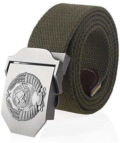 Bodmind Canvas Belt Stoffgürtel,3D Sowjetisches Nationalemblem Personalisierte Armee Grün Muster Kunst Einstellbarer Schnitt Zu Golf Gürtel Flip Top Schnalle Metall Jeans Für Männer Bund Armee Milit