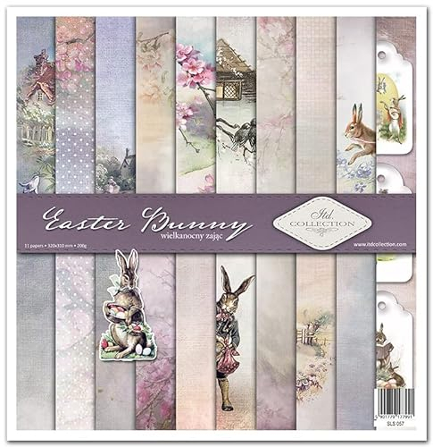 ITD Collection - Scrapbook Papier - Scrapbooking Set - Motivpapier zum Basteln - Dekorpapier 12x12 inches - 310 x 310 mm - 10 Blatt + 1 – Easter Bunny - SLS-057
