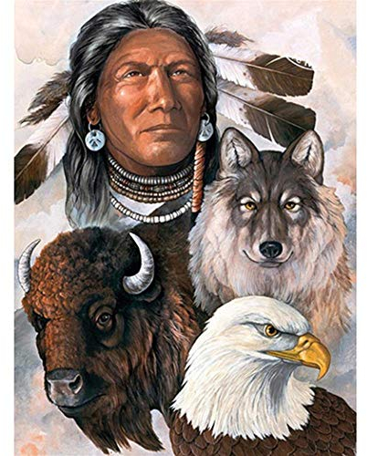 Puzzle für Erwachsene, klassisches Puzzle, 1000 Teile, Lernspielzeug, Indianer, Adler und Wölfe, als Geburtstagsgeschenk, Weihnachten, 70 x 50 cm