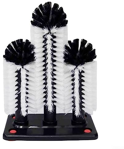 Bar Glass Cleaner For Sink Glass Cup Washer With Suction Base 3 Head Bristle