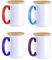 ziyuan Juego de Tazas de SublimacióN de 11 Oz Tazas de SublimacióN en con Tapa de Bambú, Tazas de Café de SublimacióN, de Café con Tapa Paquete de 4