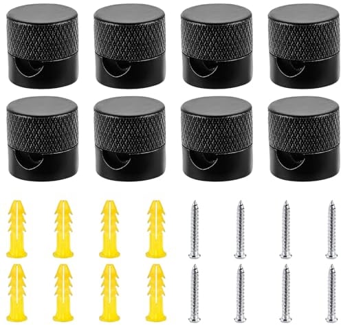 8 Stück Wand- und Deckenpins für Textilkabel: Aluminium Affenschaukel mit Schrauben und Dübeln, Deckenbefestigung Aufputz-Kabelhalter für Lampe DIY (Schwarz)