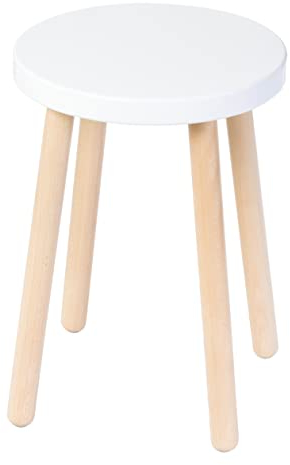 Spec-Wood Taburete de Madera - Taburete de Bar de Madera - Taburete pequeño - Taburete de Cocina - Puesto de Flores de Madera - Mesa de Centro pequeña - Blanco/Haya Natural