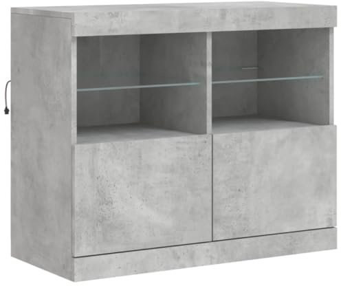 vidaXL Sideboard mit LED-Leuchten Betongrau 81x37x67 cm