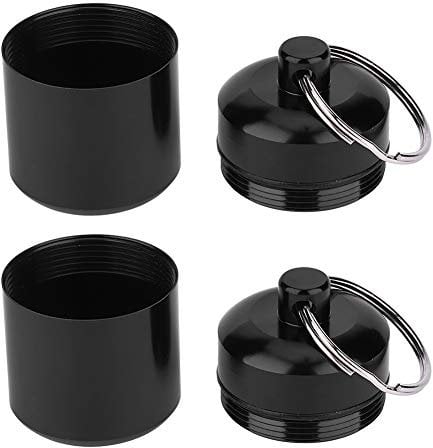 2 Pcs Pill Container, Lightweight Compact Pill Container Can with Hanging Loops and Sealing Lid for Outdoor Storing Coins Earplugs Decorations, Portable Aluminum Alloy Pill Box