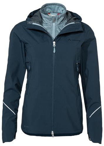 VAUDE Damen Fahrrad Doppeljacke Yaras 3in1 Jacket, wasser- und winddicht, atmungsaktiv, dark sea/blue, 40