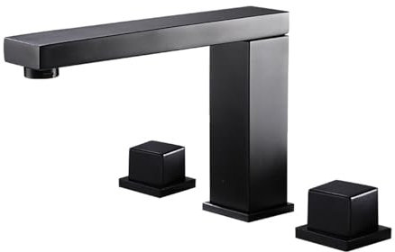 Robinet de Salle de Bain 2 Poignées, Chaud et Froid, Mélangeur de Lavabo 3 Trous Laiton,noir