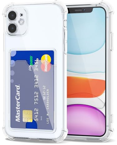 Svanove for iPhone 11 Case Wallet Clear, Card Holder Case with Credit Card Slot, Thin Slim Transparent Silicone Grip Soft Rubber Protective Shockproof Airbag Bumper for Women, Clear
