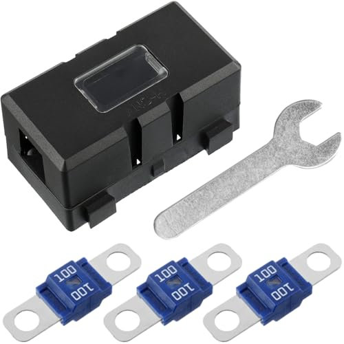 Tixlux Fusible Midi, 3 fusibles midi 100 A, 1 porte-fusible ANS, 1 clé 12 V-58 V, fusible midi à courant élevé pour voiture, camion, SUV, camping-car