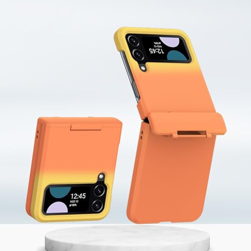 QUYISHAN Compatible with Samsung Galaxy Z Flip 4 Case, Slim Shockproof Protective Case Phone Case [Full Cover Hinge Protection] Compatible with Samsung Galaxy Z Flip 4 5G (Orange Yellow Gradient)