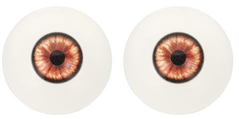PATIKIL 32mm Safety Eyes,1 Pair Realistic Acrylic Eyes Plastic Half Eyeballs for Masks Halloween Props Art Craft, Orange Red