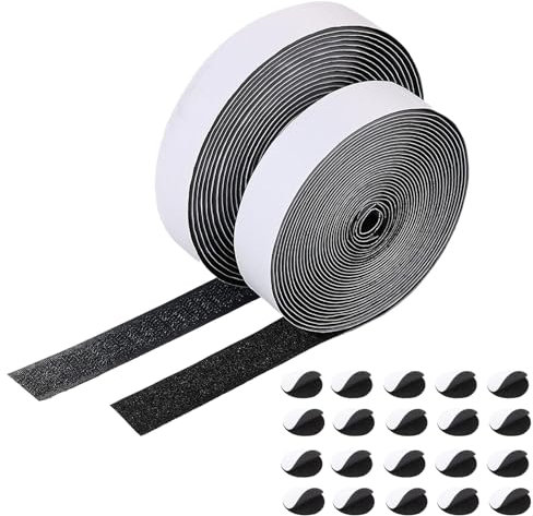 Klettband Selbstklebend Extra Stark 5 Meter Doppelseitig Klebende mit Klettverschluss 20mm Breit Selbstklebendes Klebepad Flauschband und Hakenband (schwarz)