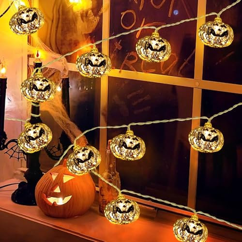 Halloween Deko Lichterkette Kürbis 3M 20 LED,Halloween Kürbis Lichterkette Led,Kürbis Lichterkette Deko,Halloween Led Kürbis Lichter,Kürbis Lichterkette Batterie,Led Lichterkette Kürbis(Kürbis)