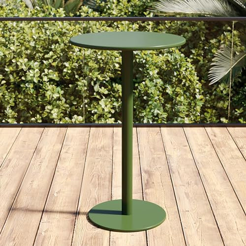 Tavolo da bistrò per Esterni, Tavolo da Pub salvaspazio Tavolo da Cocktail tavolino Alto con Piano in Ferro in Metallo Verde e Base Robusta Tavolo da bancone Alto per Colazione - Piccolo Ban