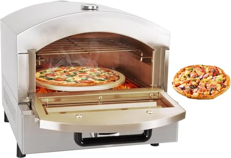 Kindevieft Forno per Pizza A Gas Forno per Pizza da Esterno 12 con Termometro Incorporato, Forno per Pizza Portatile A Propano per Cucina All'Aperto Pizzaiolo in Acciaio Inossidabile