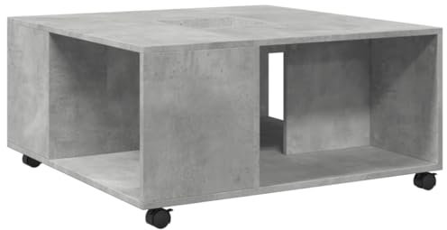 vidaXL Couchtisch, Beistelltisch mit Rollen Stauraum, Kaffeetisch Sofatisch für Wohnzimmer, Teetisch Wohnzimmertisch, Betongrau Holzwerkstoff