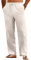 COOFANDY Leinenhosen Herren Lang Leichte Sommerhose Leinen Hose Männer Strandhose Freizeithose mit Kordelzug Bequeme Yogahose Seniorenhose Schlupfhose Regular Fit Helles Khaki M