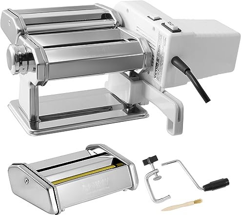 VEVOR Macchina Elettrica per Pasta in Acciaio Inox 430 Tagliapasta da Banco Spessore Regolabile 0,3-3 mm, Macchina per Pasta Fresca Fatta a Casa in Acciaio Inox per Preparazione di Spaghetti Lasagna
