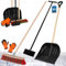 KOTARBAU® Set Schneeschaufel mit Holzstiel 142,5 cm Straßenbesen mit Stiel 43 cm Eisschaber 119 x 20 cm + Handschuhe Schneeschieber Schneeräumer Schneeschaufel Holz Stiel zur Schneeräumung