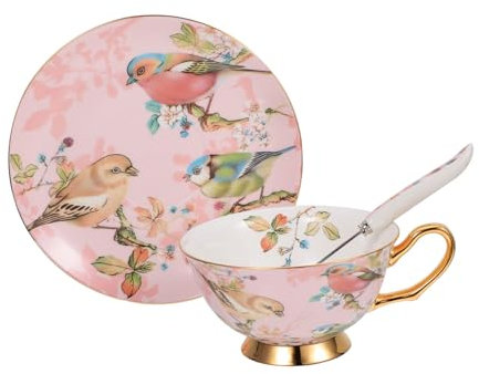 OFFSCH Kaffeetassen-set Aus Keramik Mit Löffel – Bone China – Muster – Für Freunde