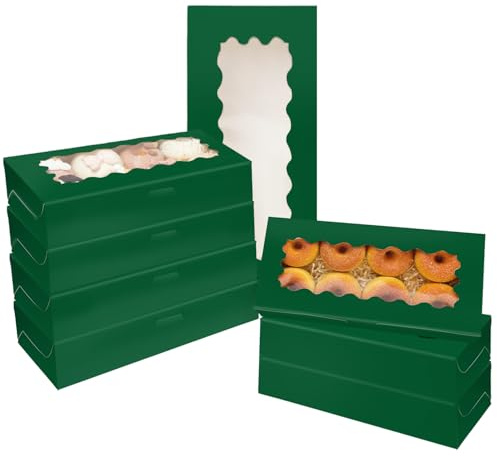 Gcardist 15 Stück Grün Keksdose mit Fenster 30,48x13,97x6,35cm Zwei Verwendungen Gebäck Keks Bäckerei Box für Verpackung (12x5,5x2,5 Inch)