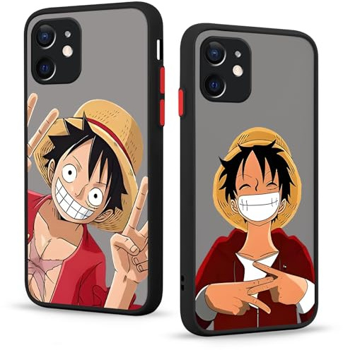 2 Pack Phone Case For iPhone X/XS 5.8 inch, Anime Luffy Gear 5 Nika Sun God Cartoon Manga Pattern Shockproof Soft Aesthetics Design Full lens Protection Cover for Children Boy Girl, Black