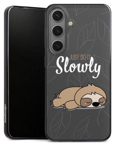 Slim Case extra dünn kompatibel mit Samsung Galaxy S25 Silikon Handyhülle schwarz Hülle Lazy Sunday Sprüche Faultier