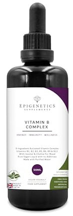 Vitamin B Complex Liquid Drops 50ml | 2 Months Supply, 66 Servings. High Strength Vitamin B12 Methylcobalamin & Adenosylcobalamin, B1, B2, B3, B5, B6 with Choline, Folic Acid | UK Made & Vegan
