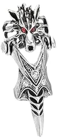 Laroal Hollow Dragon Head Ring Antique Silver Punk Gothic Skull Head Women Men Alloy Spiked Armor Knuckle Joint Full Finger Ring