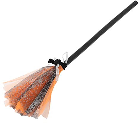 BESTonZON Escoba Magica Escoba De Bruja Infantil Decoración Disfraz De Bruja Palo De a Sombreros De De Halloween a De Para Pequeños Disfraces El Plastico Orange