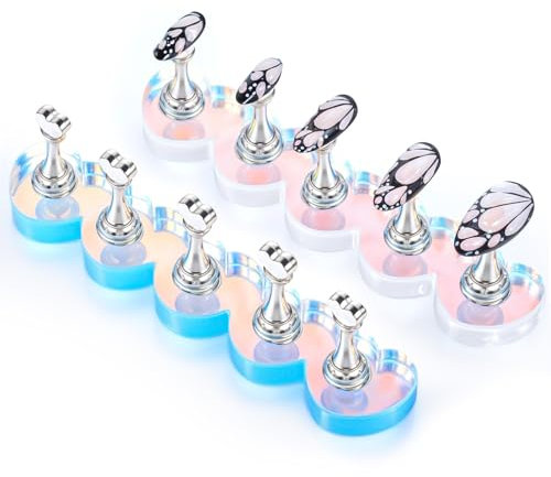 Heclia Nagelhalter zum Lackieren von Nägeln 2 Sets Nagelständer für Press-Ons Aurora Heart magnetische Übungsständer Kunst-Displayständer für künstliche Nägel Werkzeuge DIY-Kunstbedarf