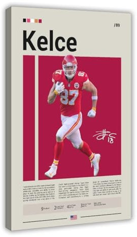NCUDANK Travis Kelce Poster auf Leinwand, Schlafzimmer, Dekoration, Landschaft, Büro, Raumdekoration, Geschenk, 60 x 90 cm