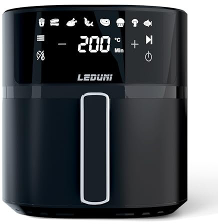 Casa Shop Aire freidora sin aceite Digital, Panel Táctil LED, 8 Modos de Cocción, Control de Temperatura, Control Táctil, Tecnología Air Fryer, 80-200ºC Negro (6L)