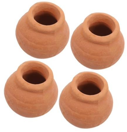 BESTonZON 4 Pièces Pots Terre Cuite Miniatures pour Plantes de Petits Pots Argile Drainage pour Jardin Intérieur et Cactus