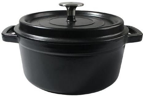 SXTYYH Olla Holandesa Cacerola Hierro Fundido Con Tapa Versátil Cazuelas for Estofar, Asar Y Hornear Retención Uniforme Del Calor(Negro)