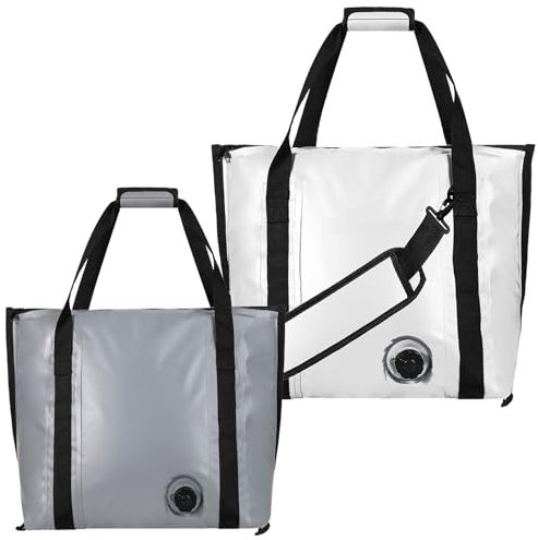 SXKJQER Insulated Fish Bag Cooler Flat Bottom，Tragbar, Auslaufsicher, Für Gefangene Aufbewahrung, Hält EIS Kalt Für Über 24 Stunden，große Fisch-Kühltasche, Tragbare Thunfisch-Tasche(White,60x25x41cm)