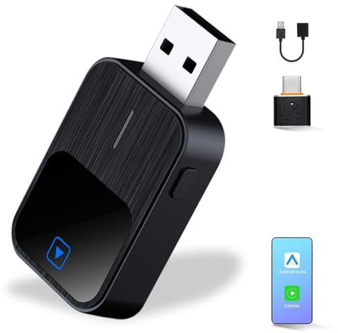 2-en-1 Adaptateur CarPlay sans Fil, Compatible avec CarPlay & Android Auto, Passez du Câblé au sans Fil, Plug & Play, Connexion Rapide,Mini Carplay Adapter Filaire à sans Fil
