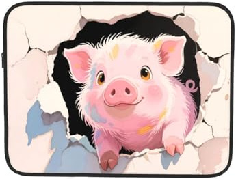 Funny Pig and Wall Laptop Sleeve Case Notebook Computer Pouch Tablet Aktentasche Tragetasche für Arbeit 13 Zoll