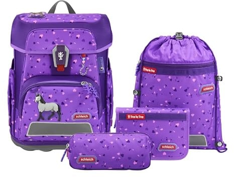 Step by Step Schulranzen-Set Cloud schleich® Horse Club „Horse“ lila | 5-teilig, ergonomischer Tornister mit Reflektoren, höhenverstellbar mit Easy Belt für Kinder ab der 1. Klasse, 19L