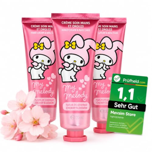 [ Test SEHR GUT, Note 1.1 *] Hello Kitty Erdbeer Handcreme – 30ml 3er Set – Feuchtigkeitsspendend, Pflegend & Schnell Einziehend – Für Kinder, Teenager & Erwachsene – Geschenkidee, Reisegröße